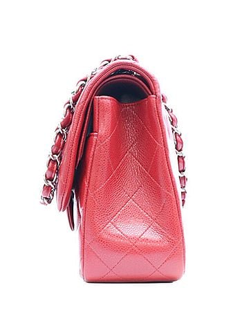 Chanel CHANEL A58600 Caviar Double Flap Large Matelassé 30 Shoulder Bag, Red, Silver Hardware, Women's (view 2)