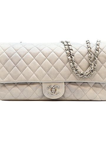 Chanel CHANEL Calfskin Rain Large Matelassé 35 Single Flap Shoulder Bag, Gray, Silver Hardware, Women's (view 1)