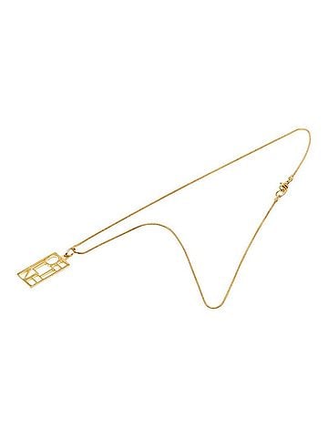 Céline Celine Logo Plate Chain Pendant Necklace, Gold Plated, Women's. (view 2)