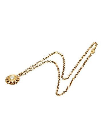 Céline Celine Chain Pendant Necklace, Gold, Faux Pearl, Plated, Women's. (view 2)
