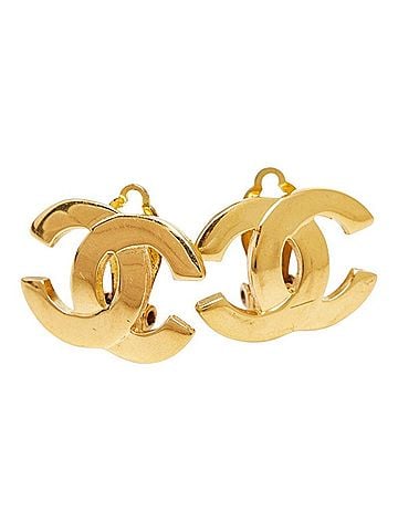Chanel Chanel Coco Mark Earrings, 02P Engraving, Gold Plated, Women's. (view 1)