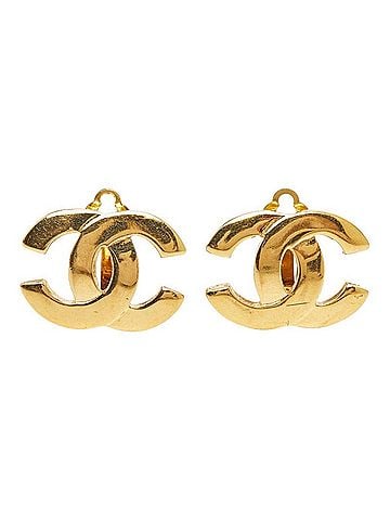 Chanel Chanel Coco Mark Earrings, 02P Engraving, Gold Plated, Women's. (view 2)