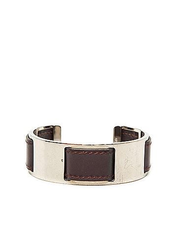 Hermès Hermes Bangle, Silver, Purple, Metal, Leather, Women's (view 1)