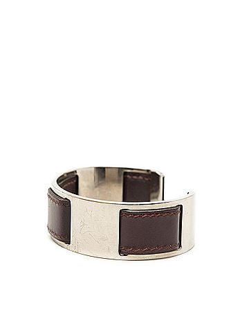 Hermès Hermes Bangle, Silver, Purple, Metal, Leather, Women's (view 2)