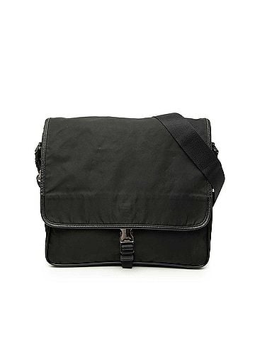 Prada Prada Triangle Logo Plate Crossbody Shoulder Bag, Black Nylon Leather, Women's PRADA (view 1)