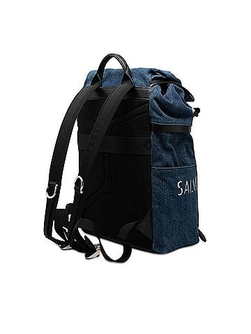 Salvatore Ferragamo Salvatore Ferragamo Gancini Backpack Daypack FZ-24 A135 Indigo Blue Black Denim Leather Men's (view 2)