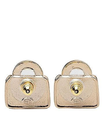 Chanel Chanel Coco Mark Handbag Motif Earrings, Gold, Pink, White, Plated Rhinestones, Women's CHANEL (view 2)