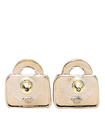 Chanel Chanel Coco Mark Handbag Motif Earrings, Gold and Pink Plated Rhinestones, Women's CHANEL (view 2)