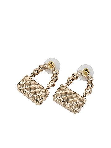 Chanel Chanel Vintage Matelassé Coco Mark Handbag Motif Earrings, Gold Plated, Faux Pearl, Women's CHANEL (view 2)