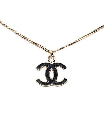 Chanel Chanel Vintage Coco Mark Necklace, Gold and Black Plated, Women's CHANEL (view 2)