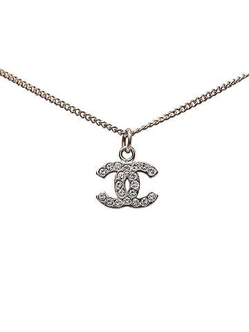 Chanel Chanel Coco Mark Necklace, Silver Metal Rhinestone, Women's CHANEL (view 1)