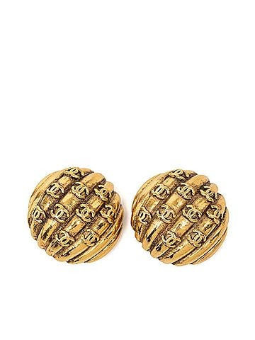 Chanel Chanel Vintage Coco Mark Earrings, Gold Plated, Women's CHANEL (view 1)