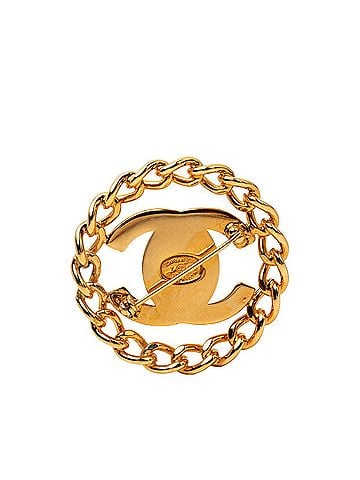 Chanel Chanel Coco Mark Turnlock Chain Motif Brooch, Gold Plated, Women's. (view 2)