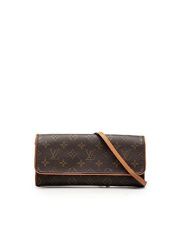 Louis Vuitton Louis Vuitton Monogram Pochette Twin GM Crossbody Shoulder Bag M51852 Brown Leather Women's LOUIS VUITTON (view 1)