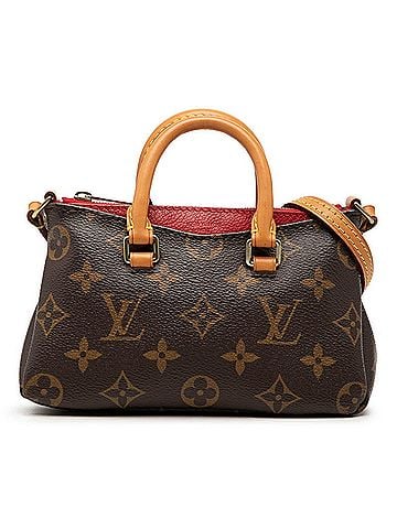 Louis Vuitton Louis Vuitton Monogram Nano Pallas Mini Handbag Shoulder Bag 2WAY M61254 Brown Cerise Red Leather Women's LOUIS VUITTON (view 1)