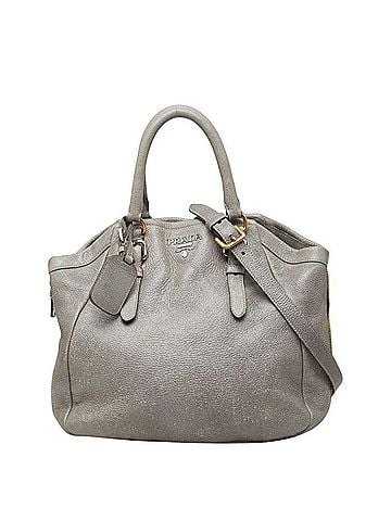 Prada Prada Logo Tote Bag Shoulder 2WAY BN1695 Silver Gray Leather Women's PRADA (view 1)