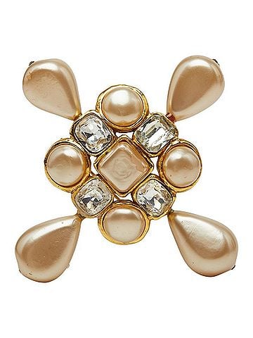 Chanel Chanel Vintage Brooch, Stamped 26, Gold Plated, Faux Pearl, Bijou, Women's CHANEL (view 1)