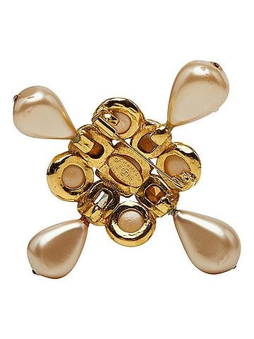 Chanel Chanel Vintage Brooch, Stamped 26, Gold Plated, Faux Pearl, Bijou, Women's CHANEL (view 2)