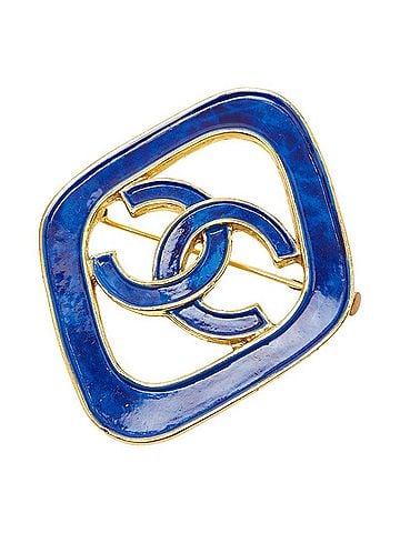 Chanel Chanel Coco Mark Vintage Diamond Brooch, 93C Stamp, Gold and Blue Plated, Women's CHANEL (view 1)