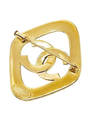 Chanel Chanel Coco Mark Vintage Diamond Brooch, 93C Stamp, Gold and Blue Plated, Women's CHANEL (view 2)