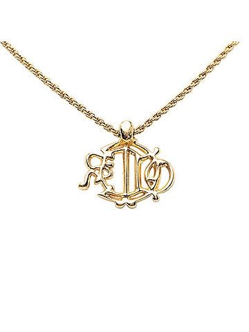 Christian Dior Christian Dior Dior Logo Emblem Pendant Necklace, Gold Plated Rhinestone, Women's (view 2)
