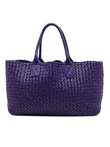 Bottega Veneta Medium Lambskin Intreccio Cabat Tote (view 1)