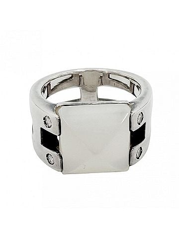 Hermès Hermes ring for women, Medor design, vintage jewelry, 925 sterling silver, moonstone, approximately 9.8g. (view 1)
