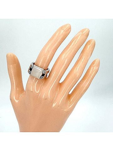 Hermès Hermes ring for women, Medor design, vintage jewelry, 925 sterling silver, moonstone, approximately 9.8g. (view 2)