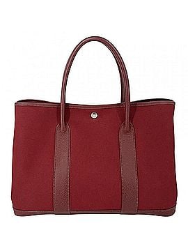 Hermès Hermes Garden Party PM handbag for women, tote bag, shoulder HERMES ?J stamp, canvas and leather, burgundy pinkish-purple, silver hardware, 2006. (view 2)