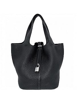 Hermès Hermes Picotin Lock MM handbag for women, HERMES X stamp, leather, black, silver hardware, 2016 model. (view 1)