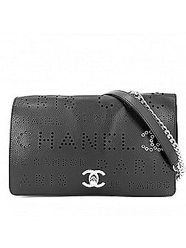 Chanel Chanel Shoulder Bag for Women, Perforated Logo, Bag, Crossbody Chain Strap, Coco Mark, Leather, Black, Silver Hardware (view 1)