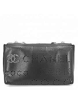 Chanel Chanel Shoulder Bag for Women, Perforated Logo, Bag, Crossbody Chain Strap, Coco Mark, Leather, Black, Silver Hardware (view 2)