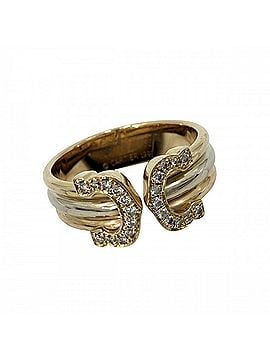 Cartier Cartier Men's Double C (2C) Three-Color Ring, 18K Yellow Gold, White Pink Au750, Cartier, Diamond, Approx. 4.8g (view 1)