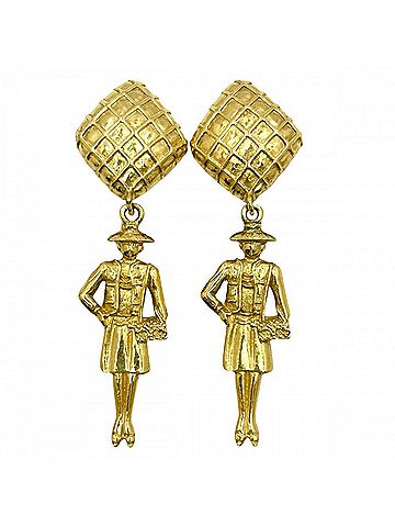 Chanel Chanel Earrings for Women, Mademoiselle Collection, Swing Style, Gold, CHANEL GP, Approx. 23.2g (view 1)