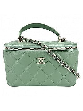 Chanel Chanel Women's Matelassé Vanity Bag, Chain Shoulder Mini Pouch, Crossbody Handbag, Coco Mark, CHANEL Lambskin, Green, Gold Hardware (view 1)