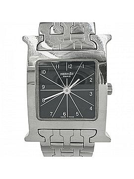 Hermès Hermes H-Watch Women's Quartz Watch, Black Dial, H WATCH, Battery Operated, Stainless Steel, Silver/Black, HERMES HH1.210 (view 1)