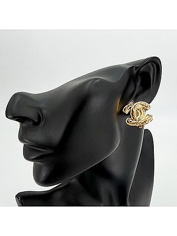 Chanel Chanel Earrings for Women, Coco Mark, Matelassé, Vintage, Gold Plated, Approx. 13.3g (view 2)