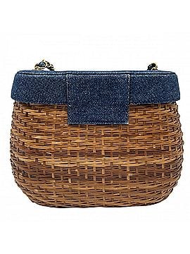 Chanel Chanel Women's Straw Bag, Chain Shoulder Crossbody Coco Mark, Turnlock, CHANEL, Straw, Denim, Brown, Indigo, Gold Hardware (view 2)