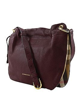 Burberry Burberry logo shoulder bag, Nova Check pattern, calfskin, burgundy, magnetic closure, women's. (view 2)