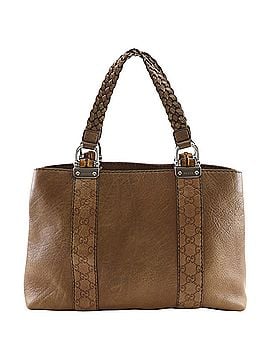 Gucci Gucci Bamboo Bar Tote Bag GG 232947, Shima Leather, Brown, A4 Size, Women's (view 1)