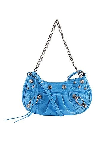 Balenciaga Balenciaga Le Cagoule XS Shoulder Bag, Chain Shoulder, 2-Way, Embossed Leather, Light Blue, Women's (view 1)