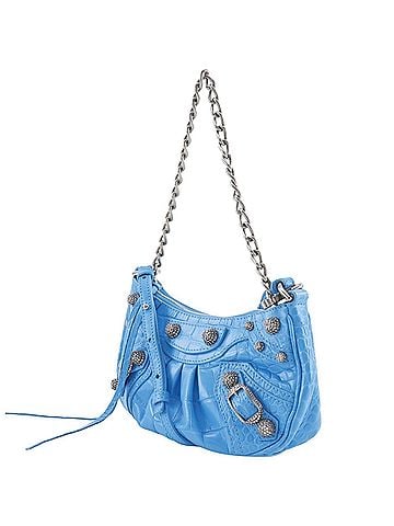 Balenciaga Balenciaga Le Cagoule XS Shoulder Bag, Chain Shoulder, 2-Way, Embossed Leather, Light Blue, Women's (view 2)
