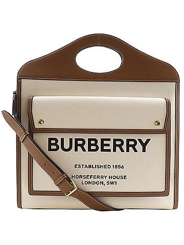 Burberry Burberry Medium Pocket Bag, Handbag/2-Way Shoulder 8031745, Canvas x Leather, Brown, 2-way, A4 size, Women's (view 1)
