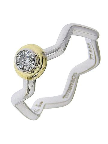 Tiffany & Co. Tiffany &amp; Co. Zigzag Ring, Pt950 Platinum x 18K Yellow Gold Diamond, Approx. 4.2g, Women's. (view 1)