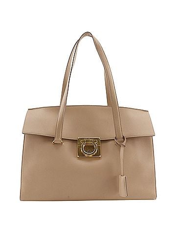 Salvatore Ferragamo Salvatore Ferragamo Gancini Tote Bag AU-21/F818 Calfskin Beige A5 Flap Women's (view 1)