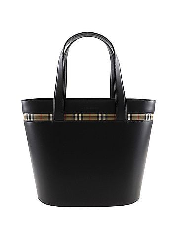 Burberry Burberry Nova Check Handbag, Leather, Black, A5 Size, Magnetic Closure, Women's (view 1)