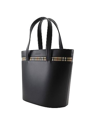 Burberry Burberry Nova Check Handbag, Leather, Black, A5 Size, Magnetic Closure, Women's (view 2)