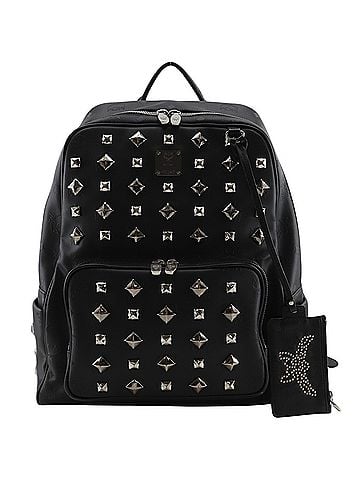 MCM MCM Studded Backpack/Daypack, Visetos, PVC, Black, 2-way, A4 size, Double Zipper, Studs, Men's (view 1)