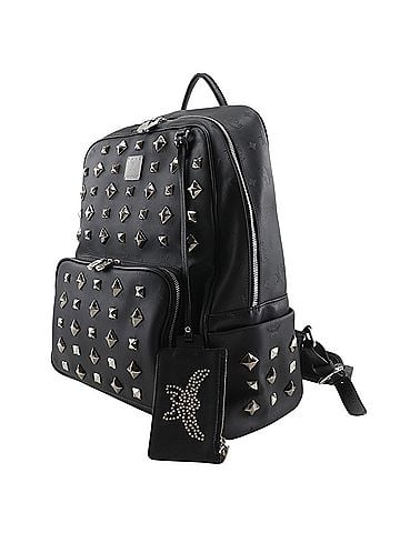 MCM MCM Studded Backpack/Daypack, Visetos, PVC, Black, 2-way, A4 size, Double Zipper, Studs, Men's (view 2)