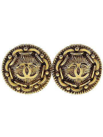 Chanel Chanel Coco Mark Earrings, Vintage, Gold Plated, 1997, 97P, Approx. 16.6g, Women's. (view 1)